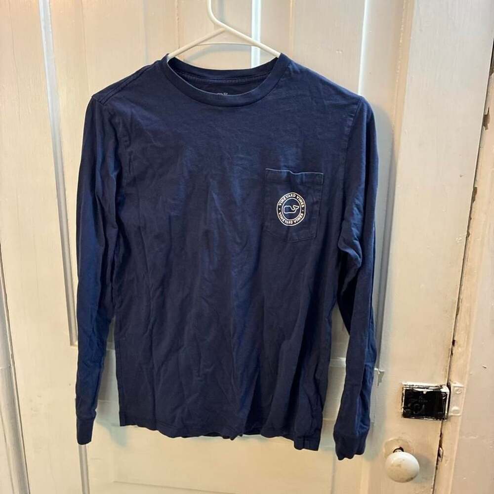 Vineyard Vines Long Sleeve Pocket T-Shirt Navy Whale Logo